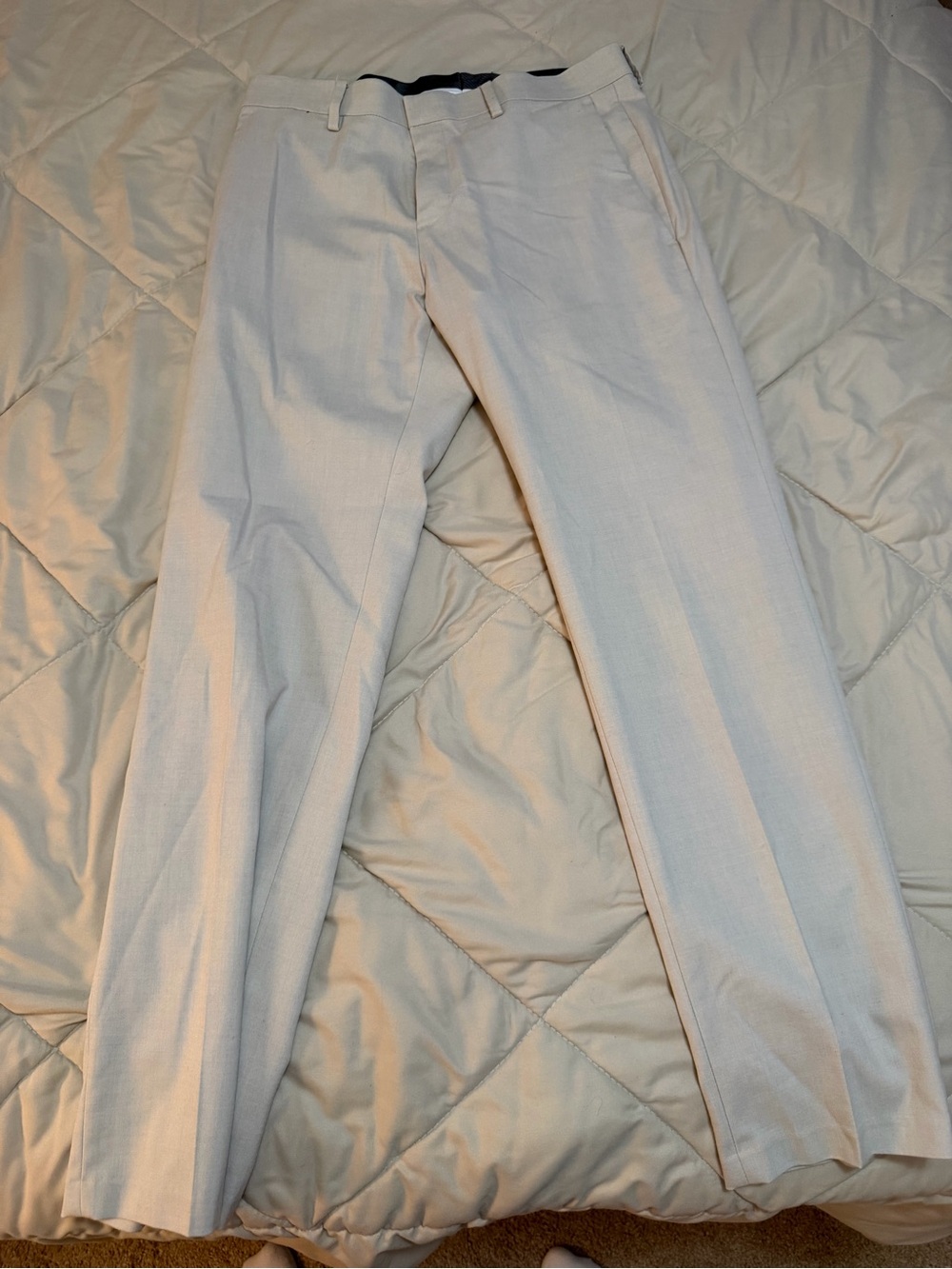 Kenneth Cole Men's Light Beige Dress Pants - Slim Straight